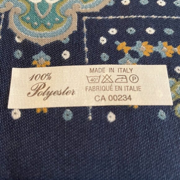 Vintage Paisley Print 100% Polyester Scarf Made in Italy Blue Grn Gold Wht OS - Picture 3 of 8